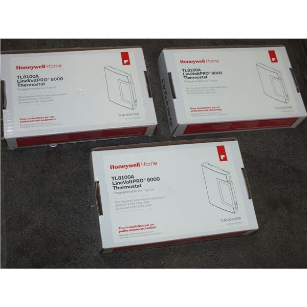 3 Honeywell Linevolt Pro 8000 Thermostats