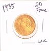 Image 1 : 1935 Swiss 20 Franc Gold Coin-Uncirculated