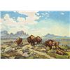 Image 1 : J.R. Haverstick "Buffalo on the Plains" Oil