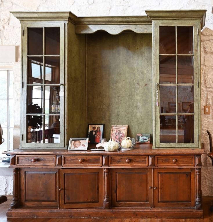 Green Painted Hutch Cabinet & Buffet