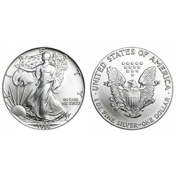 1986 American Silver Eagle .999 Fine Silver Dollar Coin