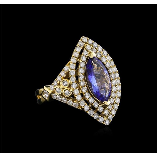 14KT Yellow Gold 2.45 ctw Tanzanite and Diamond Ring