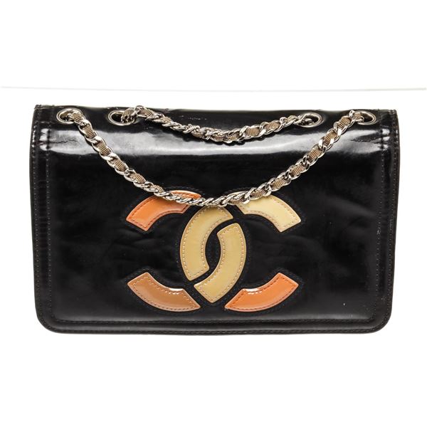 Chanel Black Caviar Leather CC Full Flap Shoulder Bag