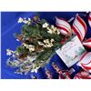 Image 4 : NEW STOCK: "Red/White/Candy Cane Theme" Combo Lot: Plaid Basket; Ornament Bulbs (15); Greenery; Red 