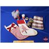 Image 1 : NEW STOCK: Combo Décor Group ~ Stockings (2); Ornaments (4); "Plaid Tidings" Table Runner; Plush Toy