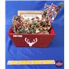 Image 1 : NEW STOCK: Christmas Décor Combo ~ Plaid/Reindeer Bin w/Contents (JOY; NOEL; PEACE (3); "Reindeer Sl