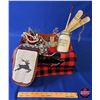 Image 1 : NEW STOCK: Christmas Décor Combo ~ Plaid Bin w/Contents (PEACE (2); Serendipity Candle; Reindeer Soc