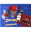 Image 2 : NEW STOCK: Christmas Décor Combo ~ Plaid Bin w/Contents (PEACE (2); Serendipity Candle; Reindeer Soc