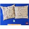 Image 1 : NEW STOCK: Burlap Throw Pillows (2) "JOY" & "Believe" (both 14" x 14") (SEE PICS!) (This LOT is NEW 