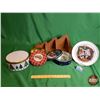 Image 1 : Guest Consignor : Christmas Combo (Tins, 1983 Collector Plate & Wood Tree Shelf) (Shelf Measures 23"