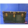 Image 1 : Steamer Trunk (Green) (Has Upper Tray) (19"H x 34-1/4"W x 18-1/2"D) (SEE PICS!)