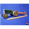 Image 1 : Tin Toy Tractor & Rake c.1950's England (15-1/2"L) (SEE PICS!)