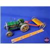 Image 2 : Tin Toy Tractor & Rake c.1950's England (15-1/2"L) (SEE PICS!)