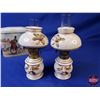 Image 14 : Collector Combo - Victorian Theme: Small Oil Lamps; Bowl "Johnson Bros" ; Pitcher; Tins; Ornaments; 