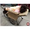 Image 2 : Vintage "Doll" Pram Wagon c/w 2 Dolls (Tallest Doll Measures: 32") (Pram Measures: 19"H x 15"W x 48"