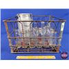 Image 1 : Dairy Collector Combo : Wire Basket; Milk Can; Quart Bottles (6) & Pint Bottles (13) (Basket Measure