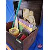 Image 3 : Small Wood Toy Trunk/Chest w/Contents! (Incl. Tonka Truck; Toy Camel; Chinese Checkers; 3 Musketeers