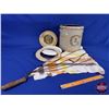 Image 1 : Collector Combo: 3 Gal Molded Crock ; Rug Beater; Table Cloth; Lamp Heat Reflectors; etc (Note: Croc