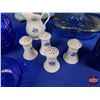 Image 2 : Collector Combo ~ Blue Theme : Shakers; Blue Glass Bowls; Pitcher; Table Lamps; Covered Dish; etc (L