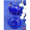 Image 3 : Collector Combo ~ Blue Theme : Shakers; Blue Glass Bowls; Pitcher; Table Lamps; Covered Dish; etc (L