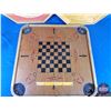 Image 2 : WOODEN GAME BOARDS (3) Crokinole (2) & Multi-Game Checker Board (27"H x 28"W) (SEE PICS!)