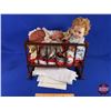 Image 2 : Doll Collection with Wooden Rocking Crib (9 Dolls / Blankets / Clothes) (Crib Measures: 14-1/2"H x 2