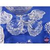 Image 3 : Collector Combo ~ Clear Glassware Group (13pcs) : Punch Bowl; Sugar; Creamers; Plates; Pickle Dish; 