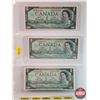 Image 1 : Canada $1 Bills 1967 (3 Sequential) : S/N#GP5508352-353-354 Beattie/Rasminsky (See Pics for Varietie