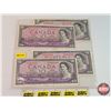 Image 1 : Canada $10 Bills (4) 1954 : - Beattie/Rasminsky #GT1614264 - Beattie/Rasminsky #UT6722438 - Beattie/