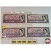 Image 2 : Canada $10 Bills (4) 1954 : - Beattie/Rasminsky #GT1614264 - Beattie/Rasminsky #UT6722438 - Beattie/