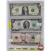 Image 1 : USA Bills (3): - 2006 $1 Bill - 1976 $2 Bill - 2006 $5 Bill (See Pics for Varieties, Conditions, Ser