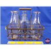 Image 1 : Milk Bottles with Metal Carrier - Variety Logos on Bottles Incl. Dutchmen; ALPHA; Foothills; Crystal