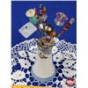 Image 3 : "Nippon" Bud Vase/Hat Pin Holder with Hat Pin Selection (Vase 5"H x 3"Dia) (SEE PICS!)