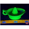 Image 1 : Jadeite ~ Uranium Glass : Juicer (3-1/4"H x 7-1/2"W x 5-1/4"D) (Note: Some Chipping) (SEE PICS!) WEB