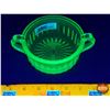 Image 1 : Uranium Glass : Double Handled Bowl (2"H x 4-3/4"Dia)  (SEE PICS!)