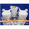 Image 1 : Milk/White Glass Trio : Nesting Doves (Avon) & Milk Pitcher (5-1/2"H) (SEE PICS!)