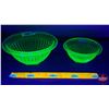 Image 1 : Uranium Glass : Mixing Bowls (2) (Largest 4"H x 8-1/4"Dia) (SEE PICS!)