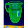 Image 1 : Uranium Glass : Pitcher (8-1/4"H) (SEE PICS!)