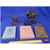 Image 1 : Knight Statues (2) & Hardcover Books (3) (Largest Statue Measures: 10"H) (SEE PICS!)