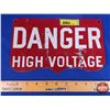 Image 1 : Single Side Tin Sign "DANGER HIGH VOLTAGE" (6-1/4"H x 10"W) (SEE PICS!)