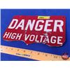 Image 2 : Single Side Tin Sign "DANGER HIGH VOLTAGE" (6-1/4"H x 10"W) (SEE PICS!)