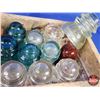 Image 2 : Glass Insulator Collection in Wood Box Tray (19 Insulators) (Box Measures: 3-1/2"H x 19-1/2"W x 9"D)