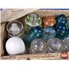 Image 3 : Glass Insulator Collection in Wood Box Tray (19 Insulators) (Box Measures: 3-1/2"H x 19-1/2"W x 9"D)