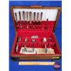 Image 1 : Rogers Bros Silverware in Chest (34pcs) (Chest 4"H x 17-1/4"W x 12"D) (SEE PICS!)