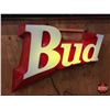 Image 1 : Lighted 3-D Advertising "BUD" Sign (Indoor Electric Sign) (Note: minor damage on top/back) (29"H x 3