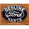 Image 1 : Double Sided Enamel Oval Sign "GENUINE FORD PARTS" (Note: Edge cut) (16-3/4"H x 23-1/2"W) (SEE PICS!