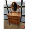 Image 1 : Three Drawer Dresser w/Oval Swivel Mirror (61"H x 32"W x 17-1/2"D) (SEE PICS!)