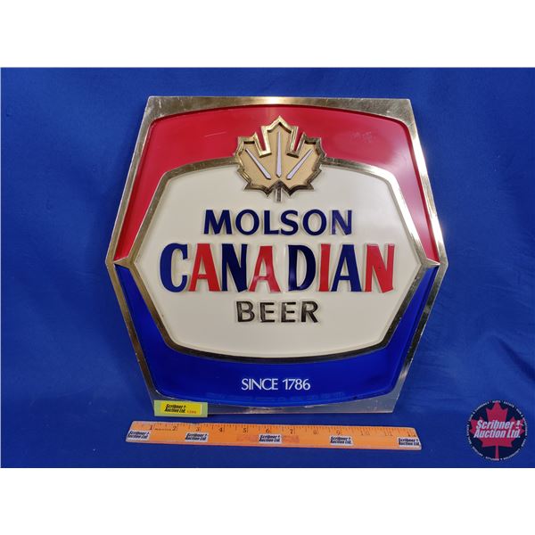 Vintage MOLSON CANADIAN BEER Advertising Sign (Plastic) (13-1/2