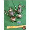 Image 1 : Silver Tea & Coffee Service ~ Stamp "HBC EP BRASS" (Tallest Measures: Coffee Pot 10"H) (SEE PICS!)