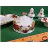 Image 3 : ROYAL ALBERT "Old Country Roses" China (5 pcs Total) :  ~ Salt & Pepper ~ Snack Tray (12" x 7") ~ Bu